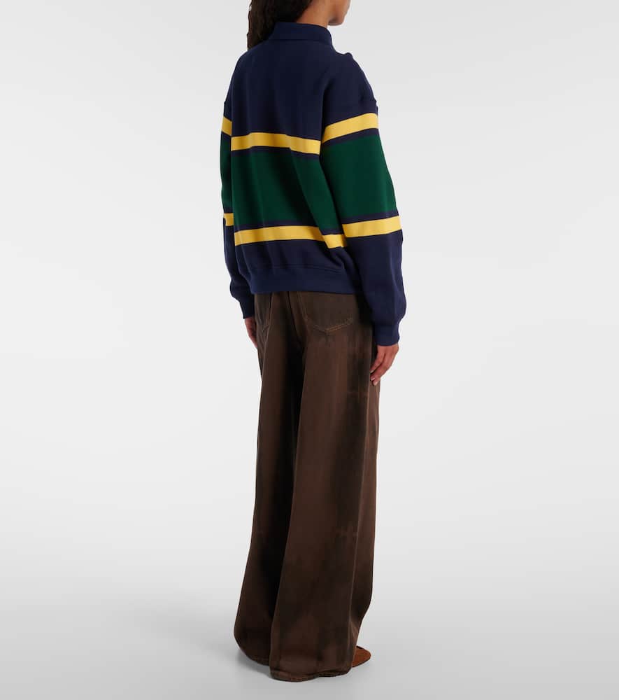 Polo Ralph Lauren Striped Cotton-blend Polo Shirt In Blue