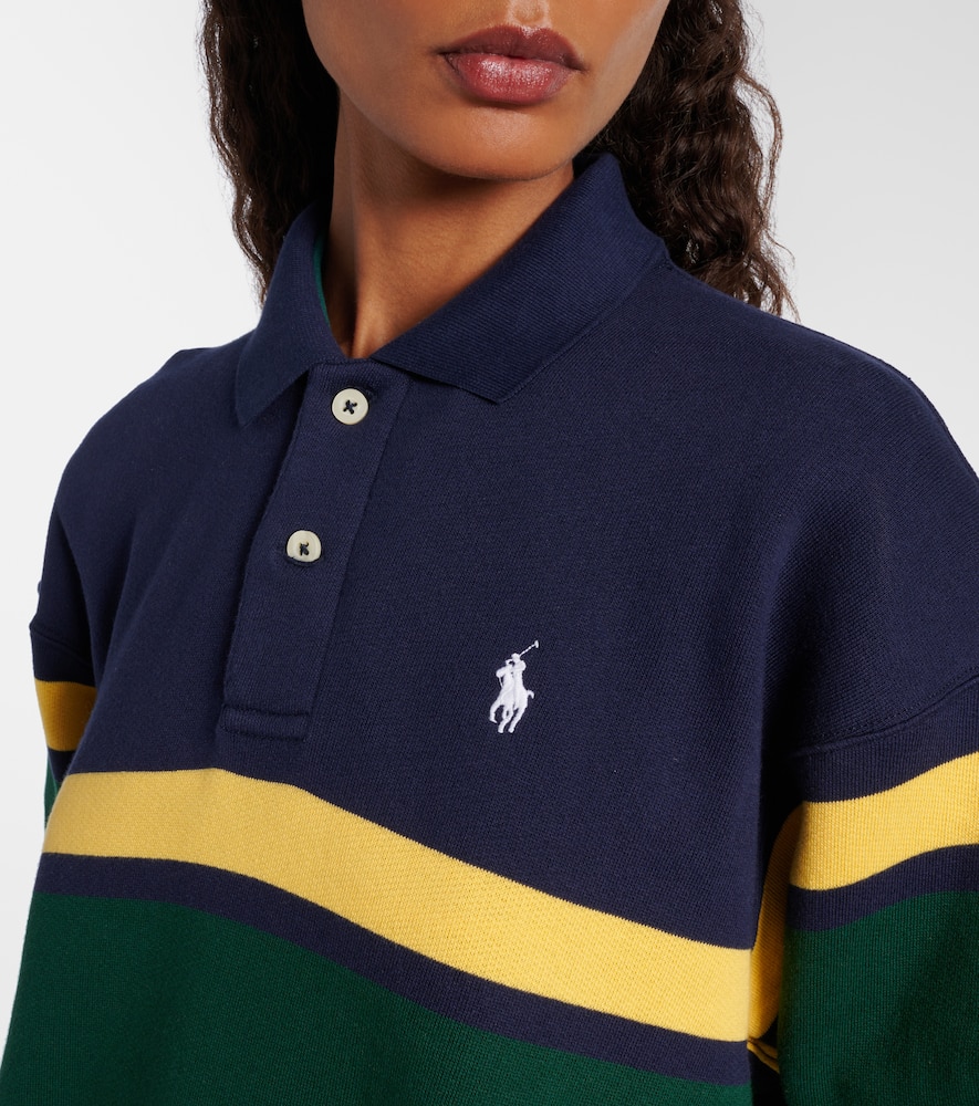Polo Ralph Lauren Striped Cotton-blend Polo Shirt In Blue