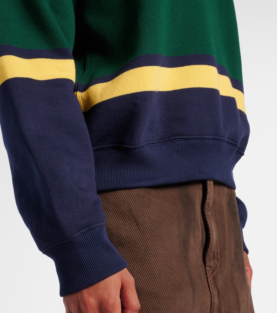 Polo Ralph Lauren Striped Cotton-blend Polo Shirt In Blue