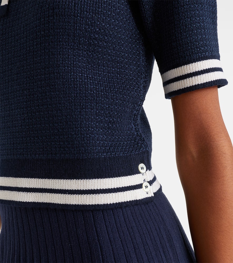 Thom Browne Silk-blend Polo Shirt In Blue