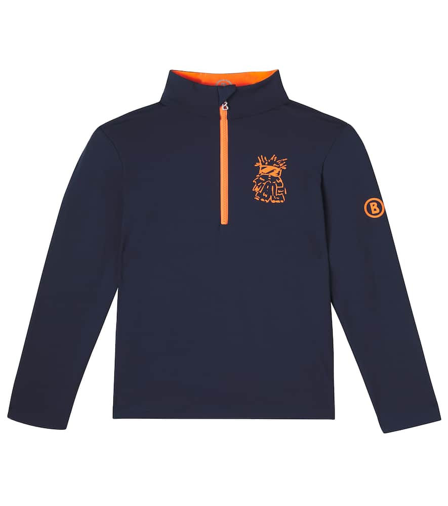 Bogner Benno Printed Half-zip Technical Top In Blue