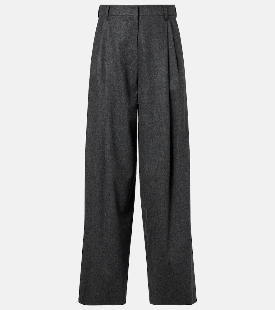 's Max Mara High-rise Wool Straight Pants In Gray