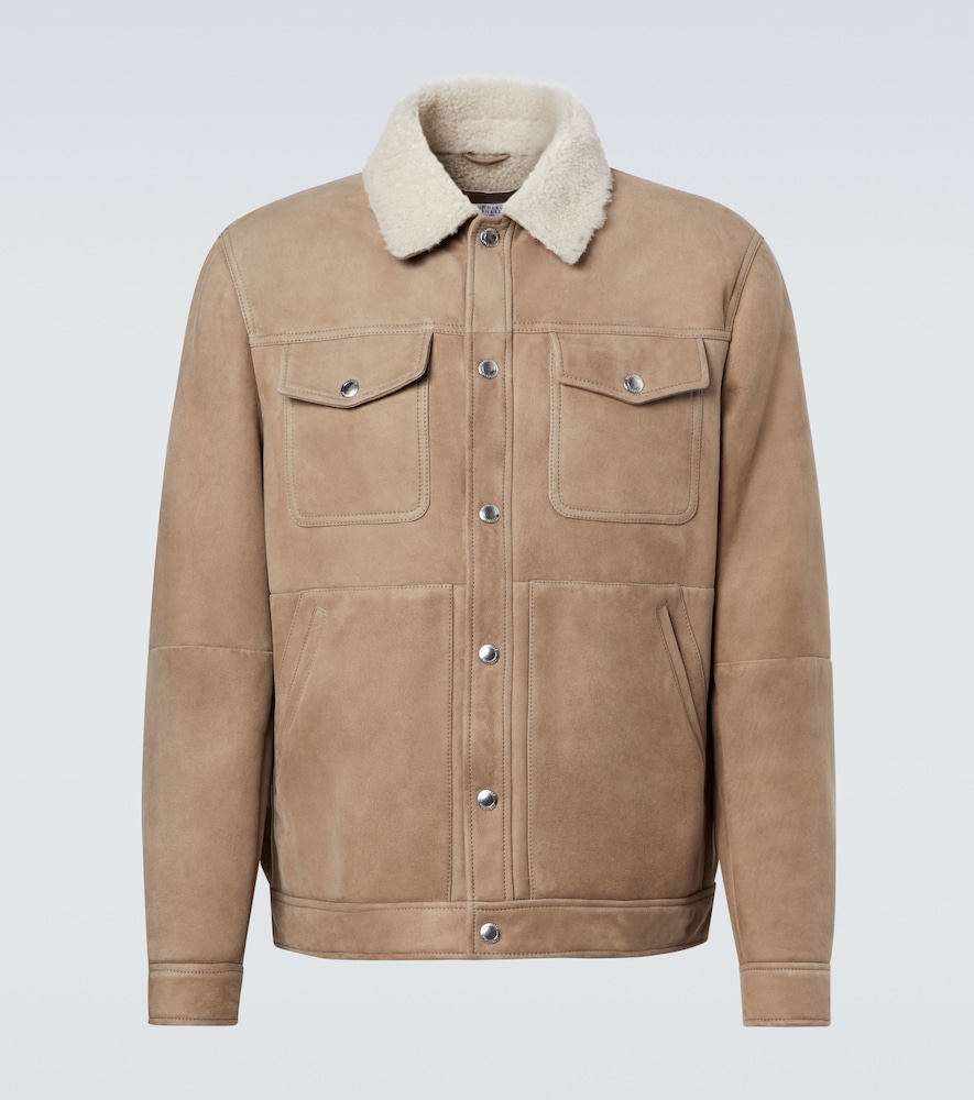 Brunello Cucinelli Giacca in suede con shearling