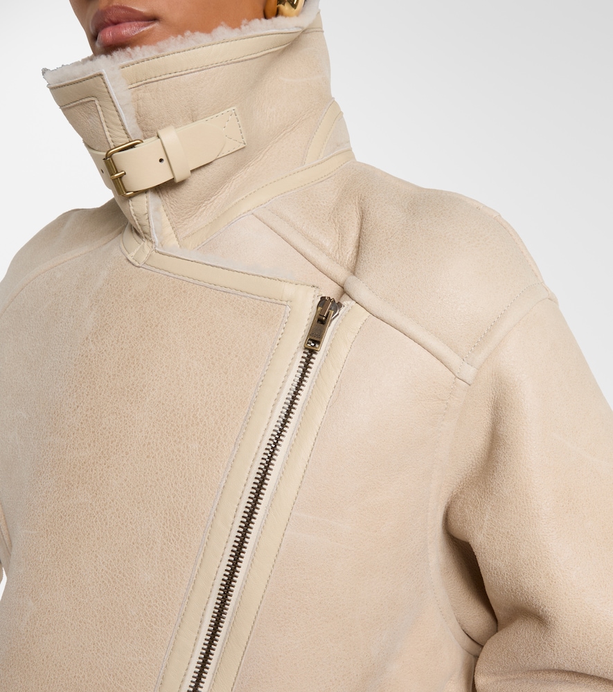  Isabel Marant Isabel Marant Adelina Shearling-trimmed Leather Jacket 