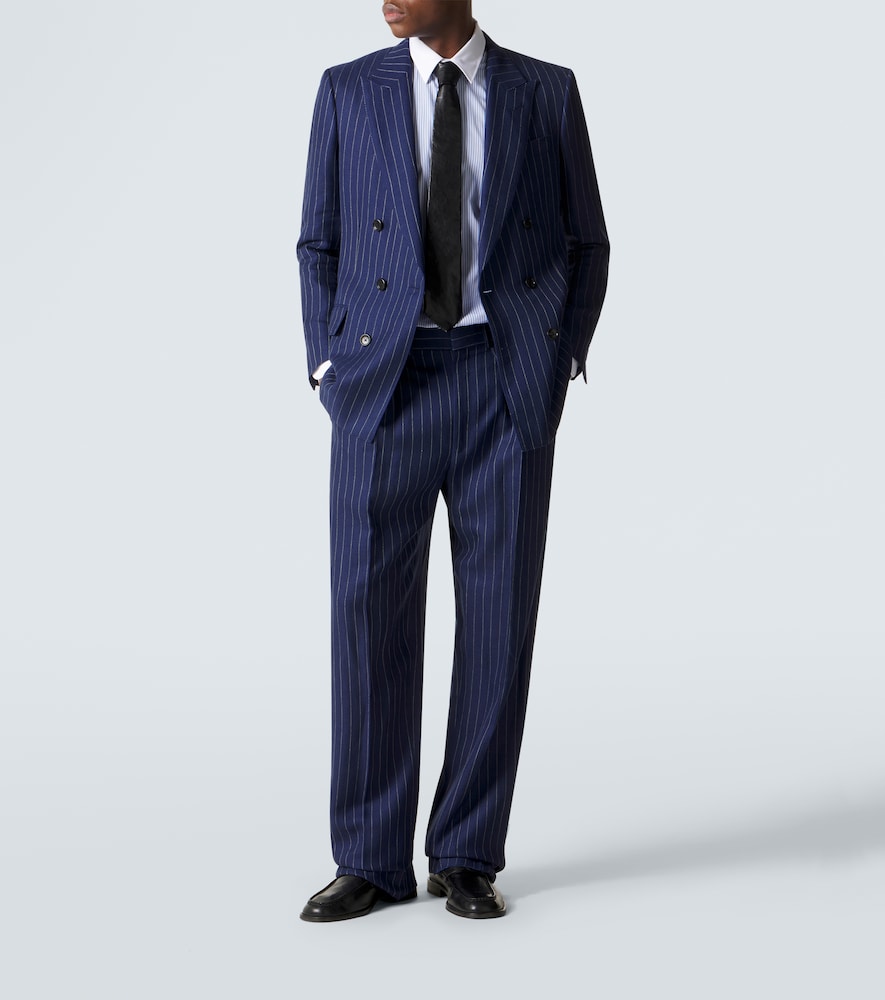  Tom Ford Tom Ford Chalk Stripe Wool, Linen, And Silk Blazer 