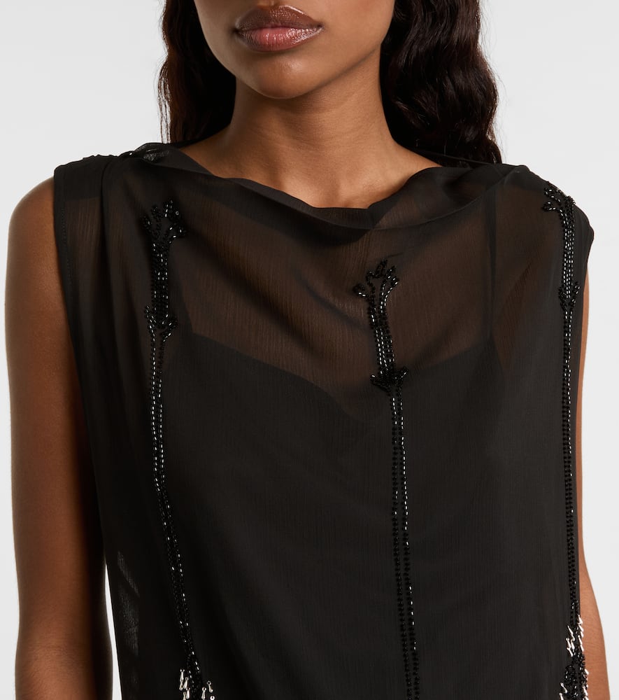Xu Zhi Beaded Jersey Top In Black