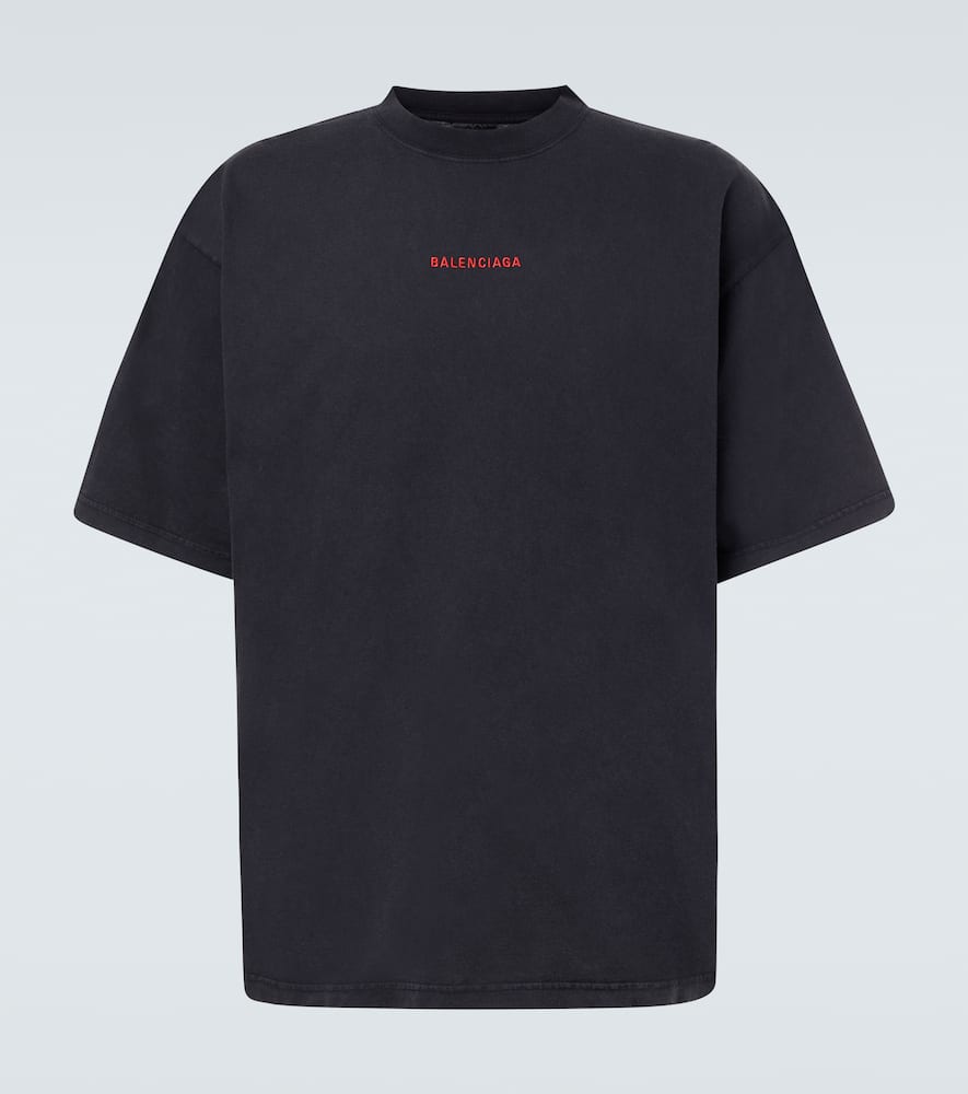 Balenciaga Logo Lettering Crewneck T-shirt In Black