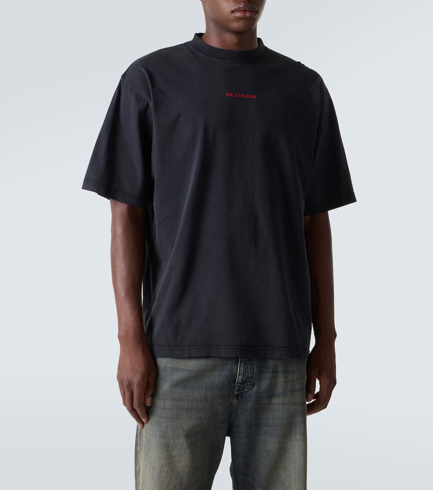 Balenciaga Logo Lettering Crewneck T-shirt In Black