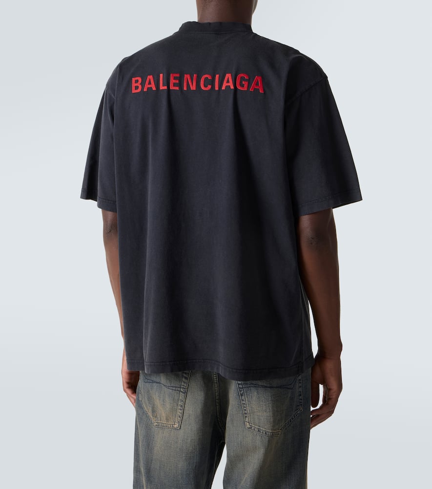 Balenciaga Logo Lettering Crewneck T-shirt In Black