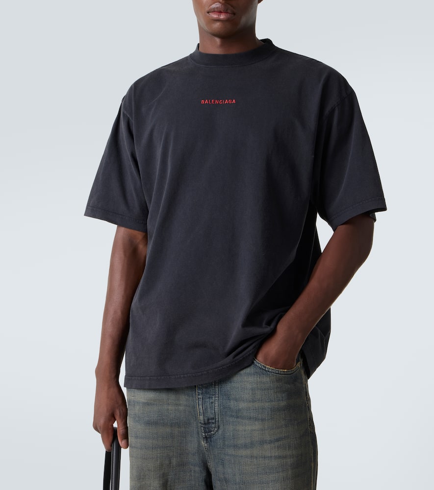 Balenciaga Logo Lettering Crewneck T-shirt In Black