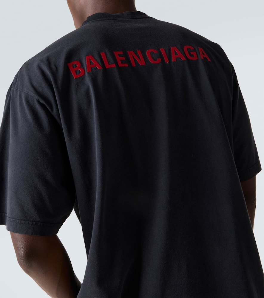Balenciaga Logo Lettering Crewneck T-shirt In Black