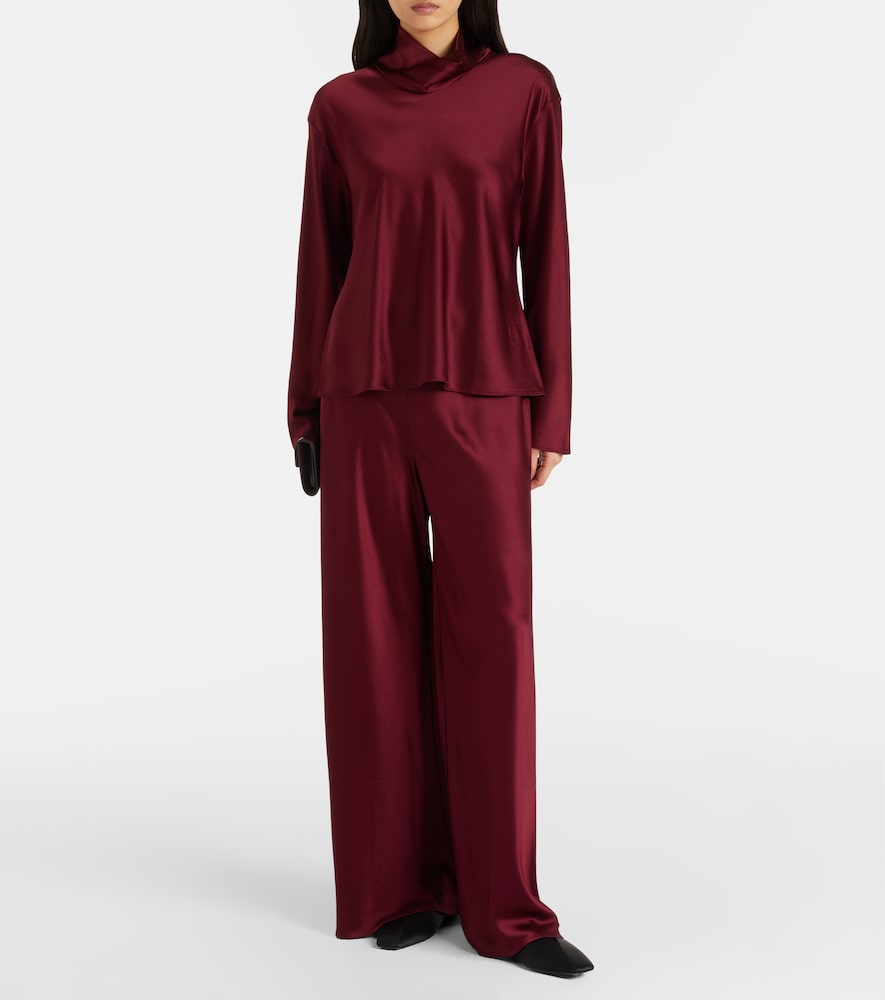 Leset Barb high-rise satin wide-leg pants