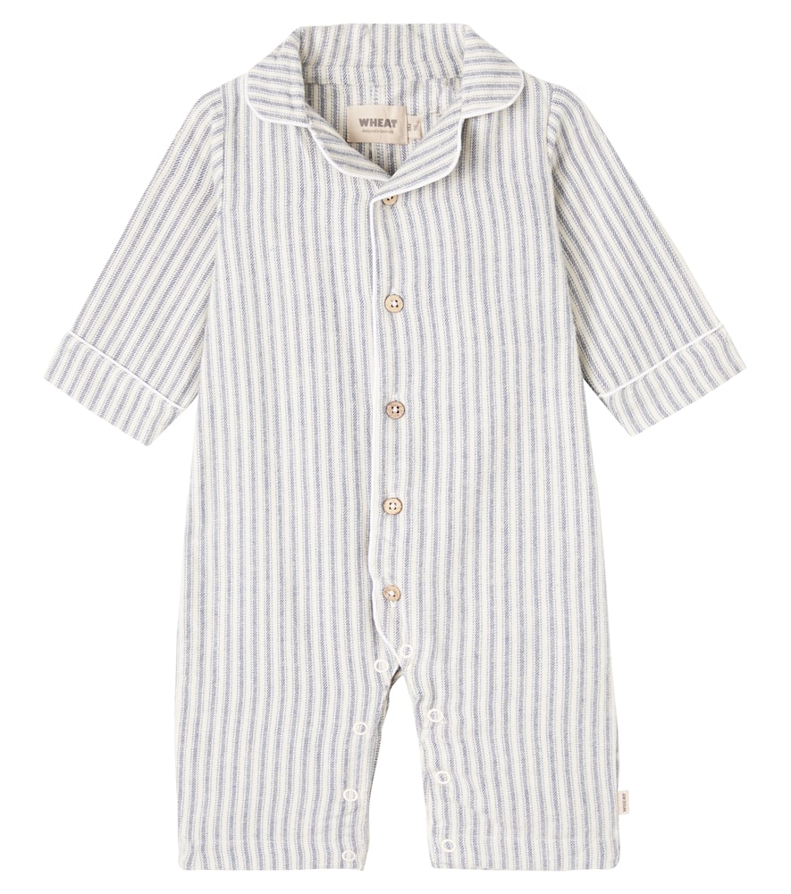 Wheat Baby Lennie Striped Cotton Onesie In White