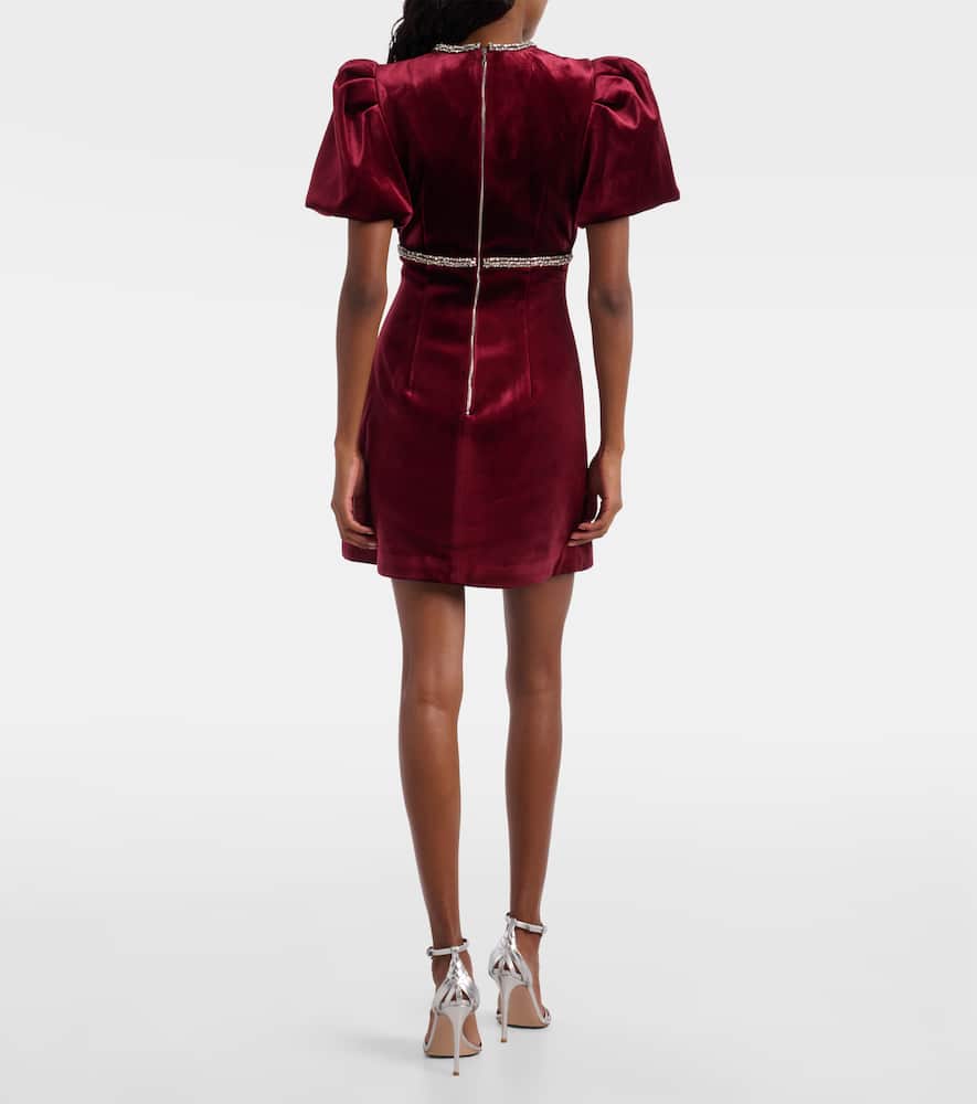 Rebecca Vallance Edwiena Embellished Velvet Minidress In Burgundy