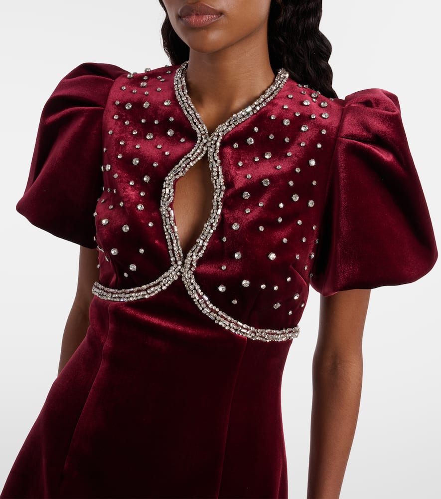 Rebecca Vallance Edwiena Embellished Velvet Minidress In Burgundy