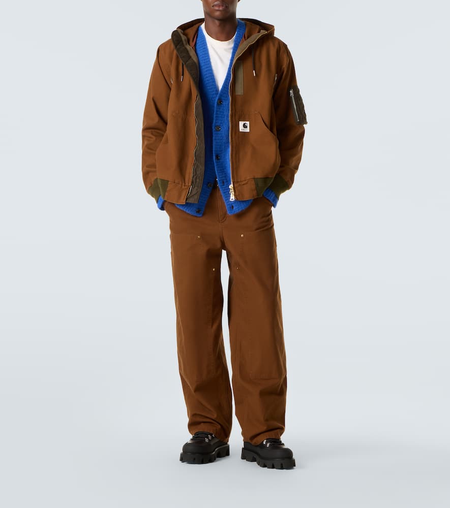 Sacai X Carhartt Wip Washed Duck Hooded Jacket In Brown
