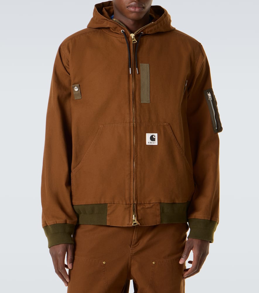 Sacai X Carhartt Wip Washed Duck Hooded Jacket In Brown