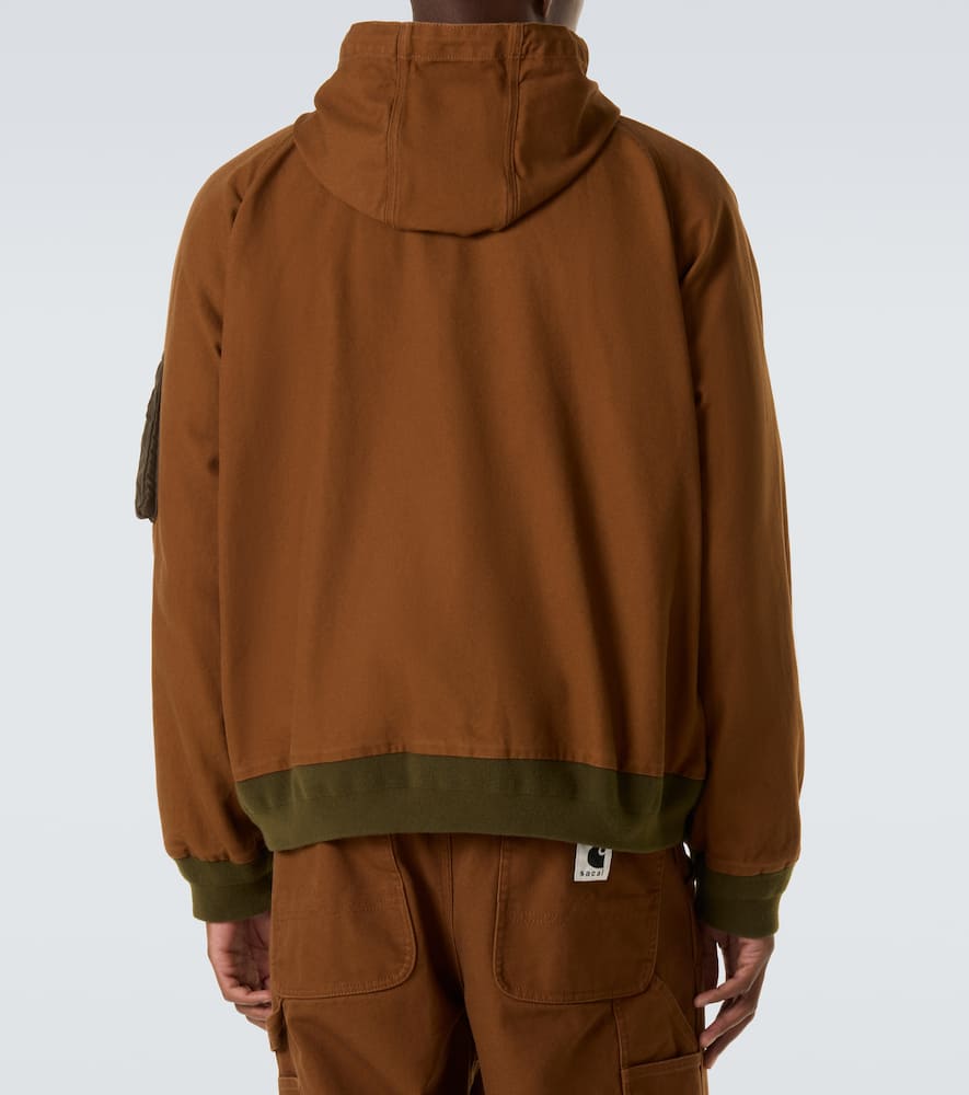 Sacai X Carhartt Wip Washed Duck Hooded Jacket In Brown