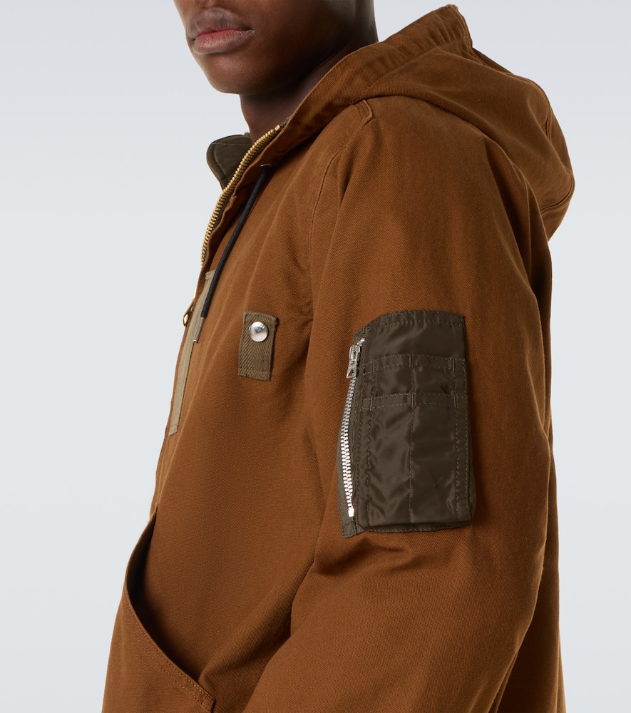 Sacai X Carhartt Wip Washed Duck Hooded Jacket In Brown