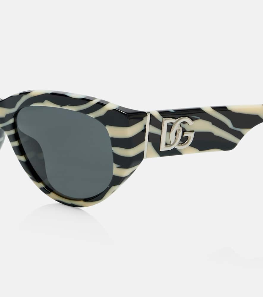 Dolce & Gabbana Dg Geometric-frame Zebra-print Sunglasses In White