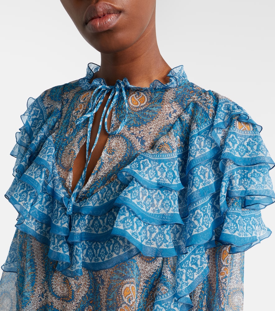  Etro Etro Paisley Ruffled Silk Blouse 