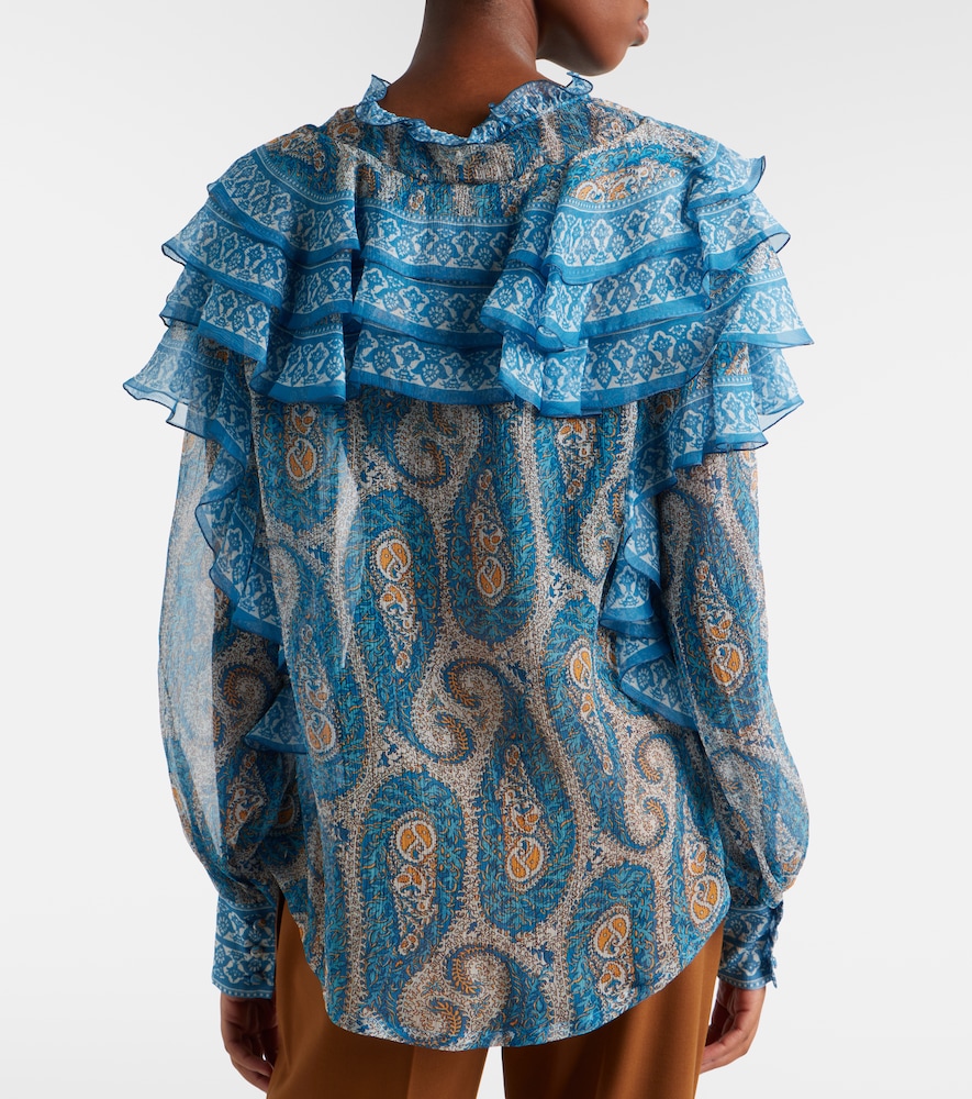  Etro Etro Paisley Ruffled Silk Blouse 