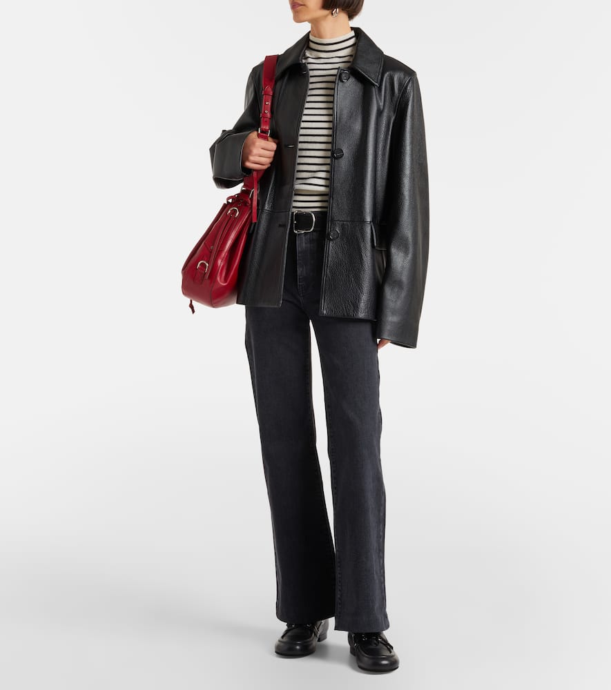 Frame Arrow High-rise Bootcut Jeans In Black