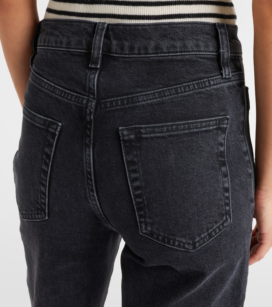 Frame Arrow High-rise Bootcut Jeans In Black