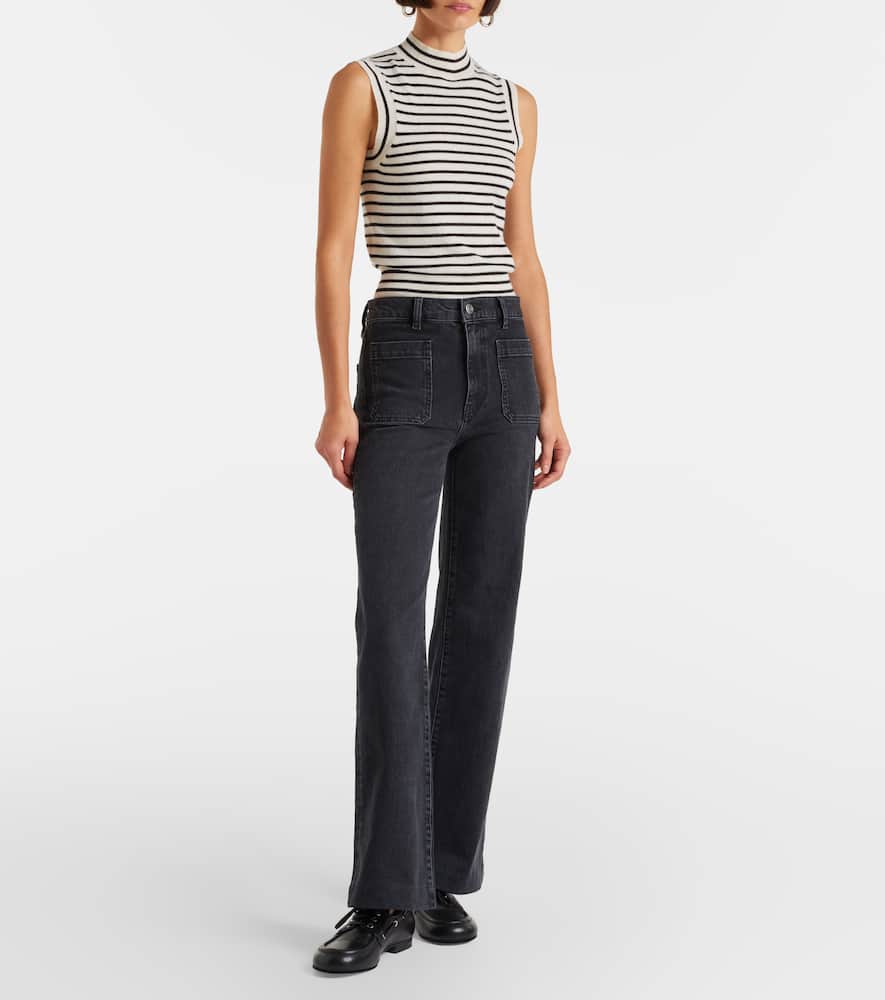 Frame Arrow High-rise Bootcut Jeans In Black