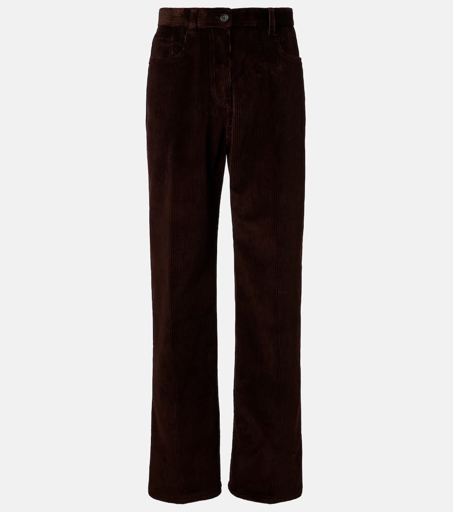 Miu Miu Cotton Corduroy Wide-leg Pants In Brown