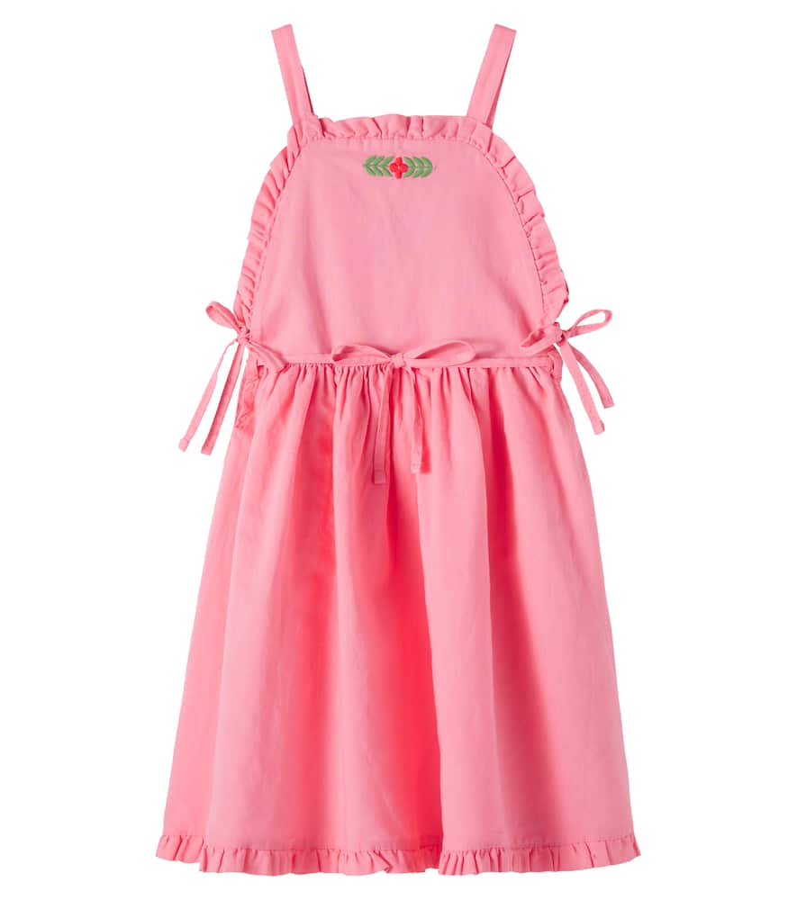 Cozmo Kids' Dalina Embroidered Ruffled Linen And Cotton Dress In Pink