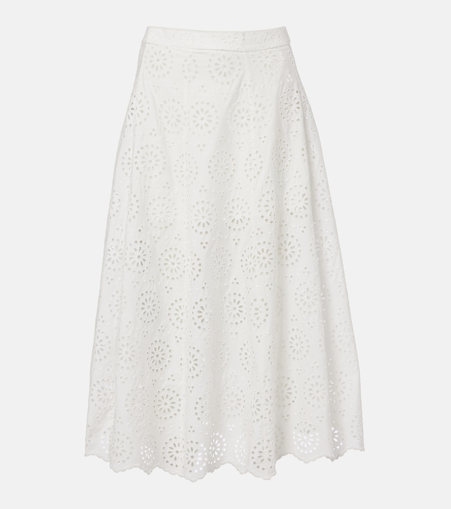 Frame The Deco broderie anglaise cotton midi skirt