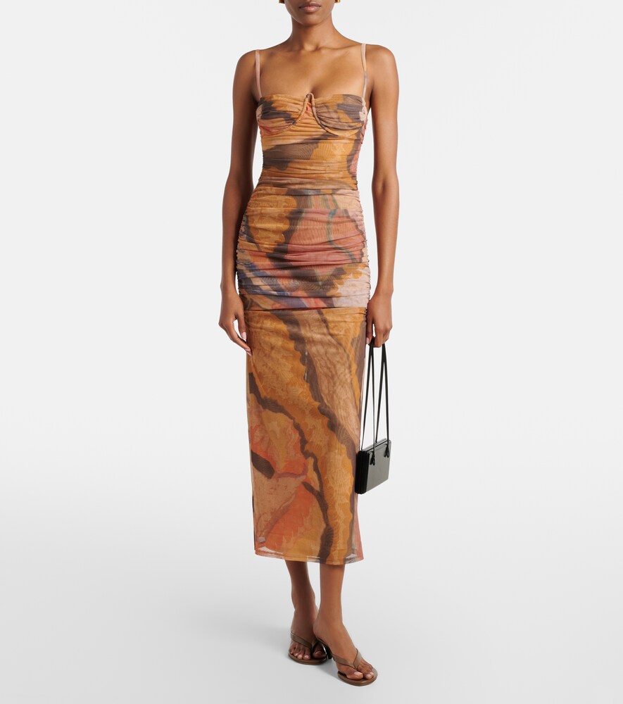SIR Draped printed mesh midi dress | Thumbnail 4 SIR Draped printed mesh midi dress | Thumbnail 4