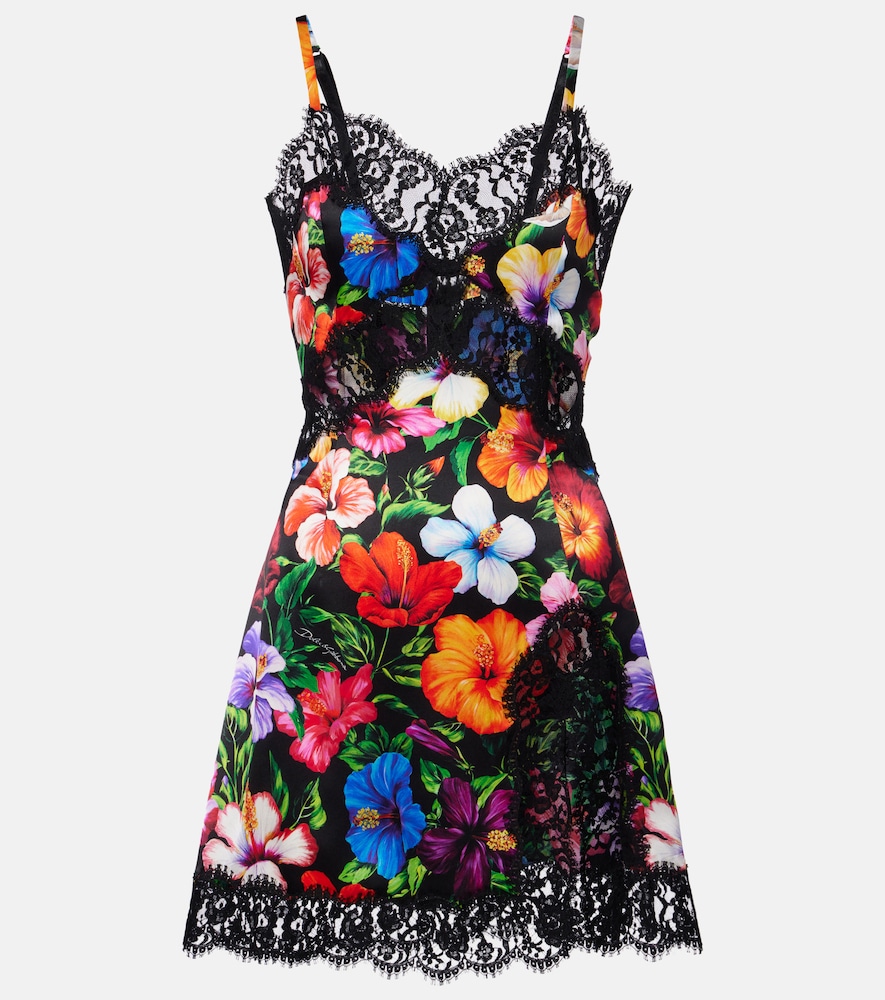 Dolce & Gabbana Floral silk and cotton-blend minidress