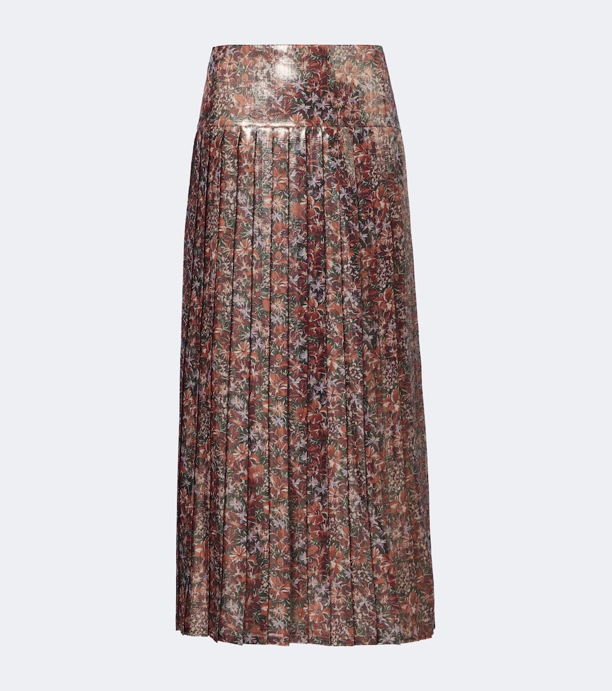 Valentino Women's Multicoloured Floral Pleated Silk-Blend Lame Midi Skirt UK Size 6 - Mytheresa