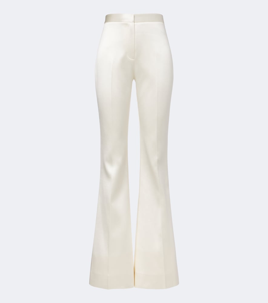 Danielle Frankel Bridal Daulton Wool And Silk Flared Pants In White