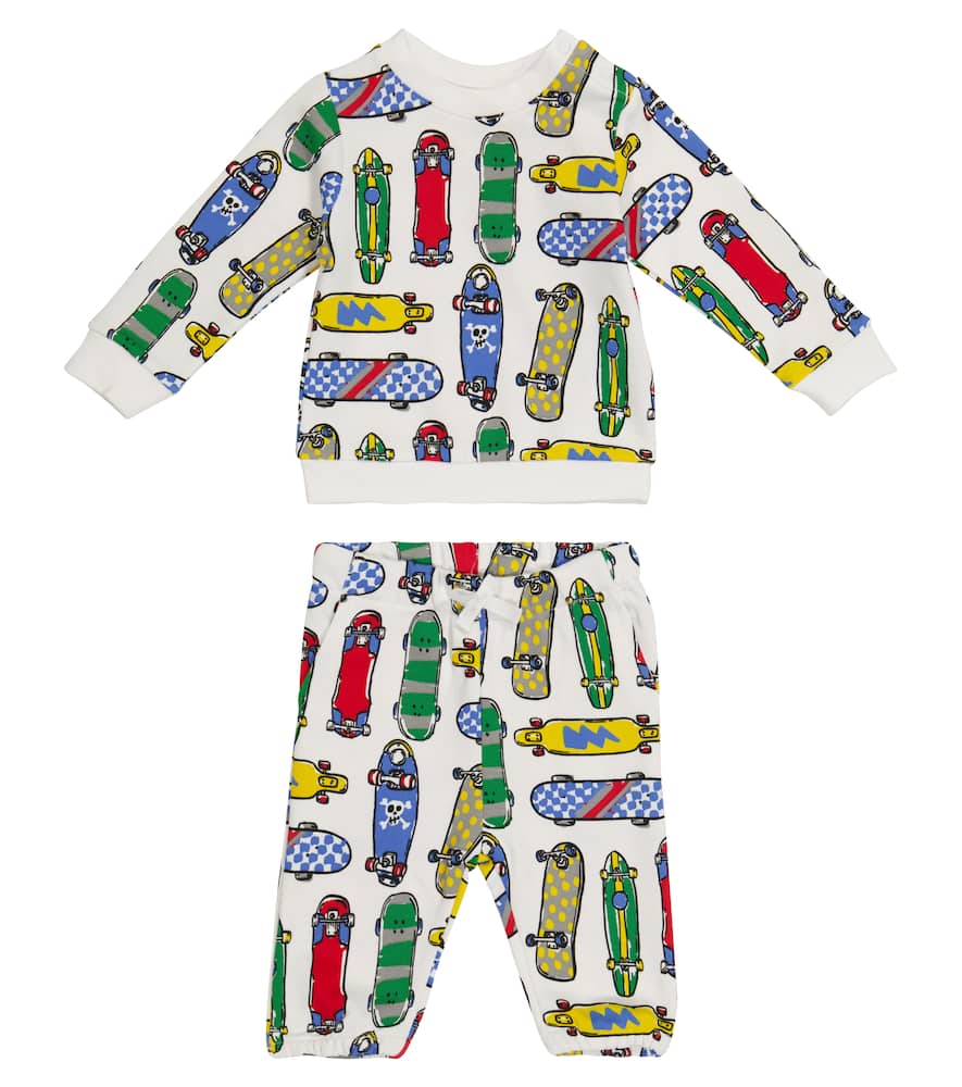 Click to view more detailed imagery on our partner's website Stella Mccartney Babies' Skateboard Organic Cotton Sweatshirt & Joggers Set In White Multi