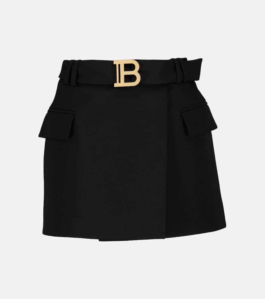 Balmain Low-rise wool miniskirt