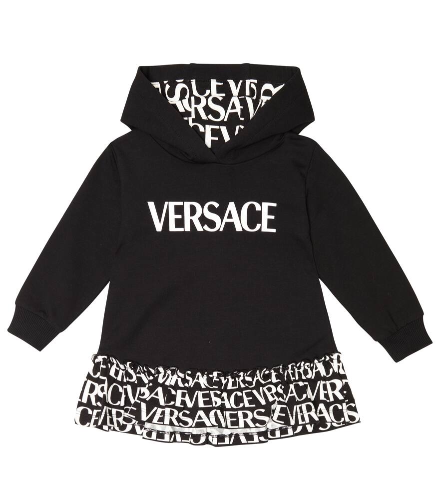 Versace Kids Baby logo hooded cotton-blend dress