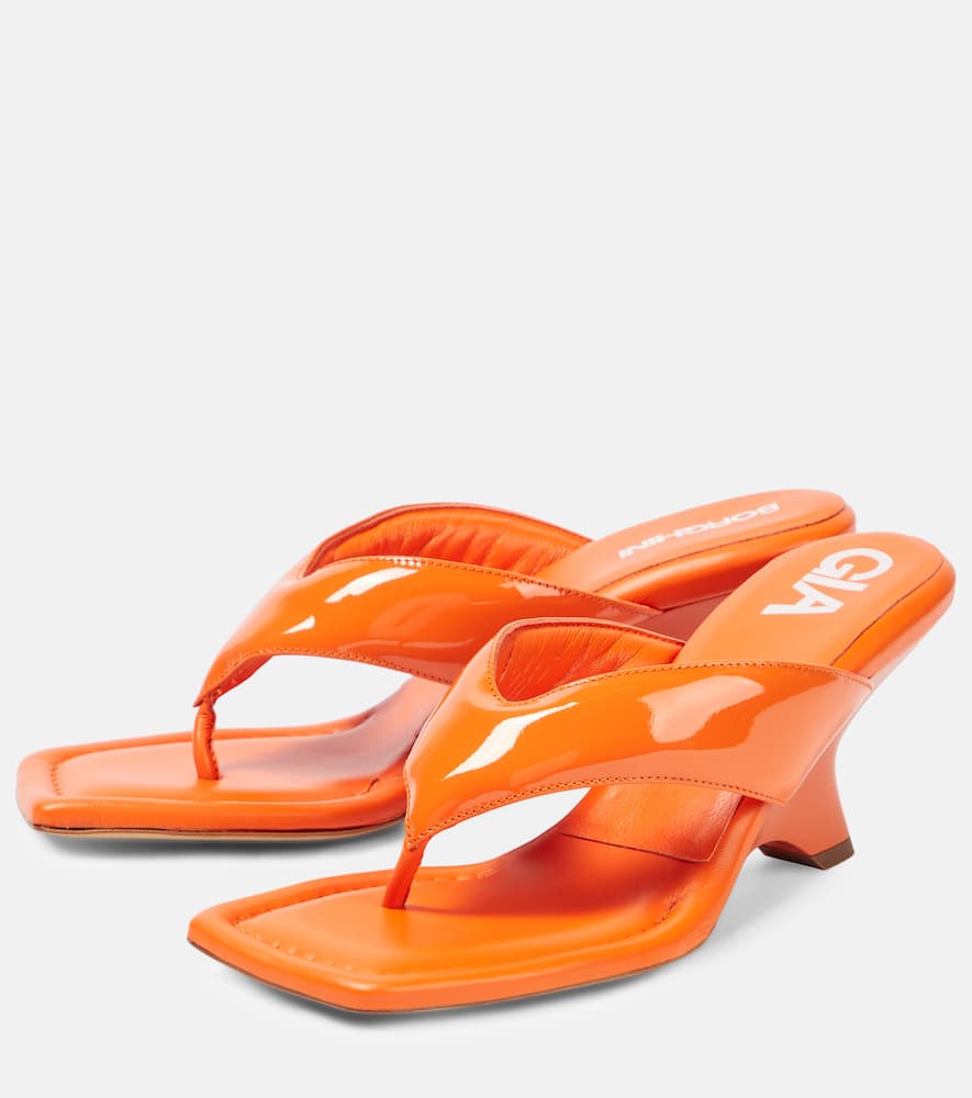 Shop Gia Borghini Gia 6 Leather Thong Sandals In Orange