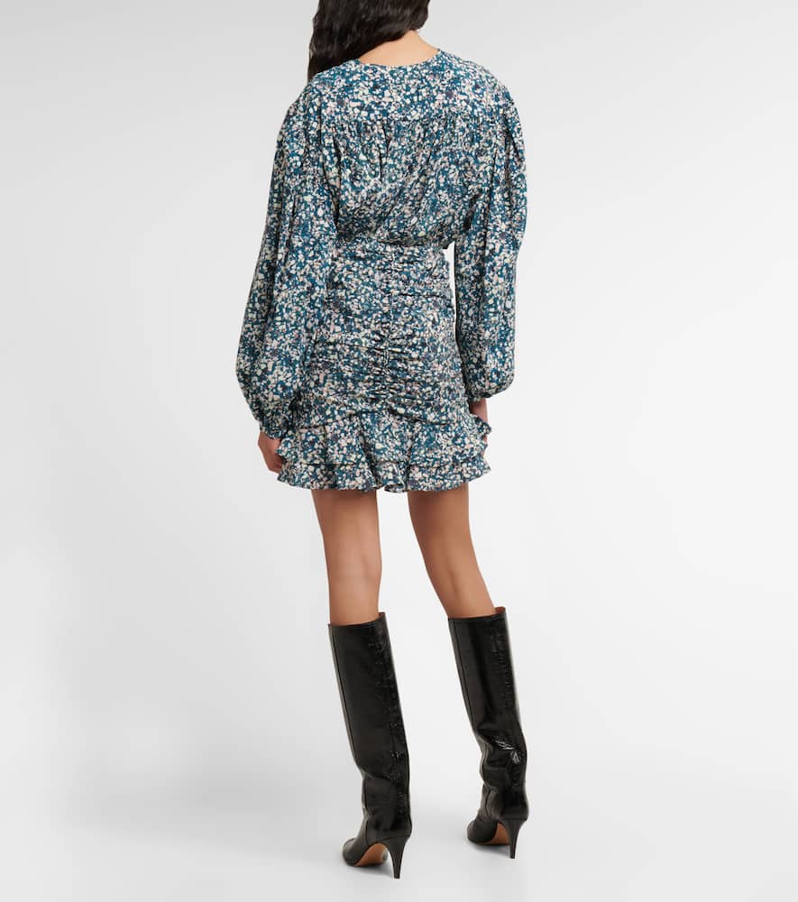 Isabel Marant Milendi Ruched Ruffle Mini Skirt In Teal