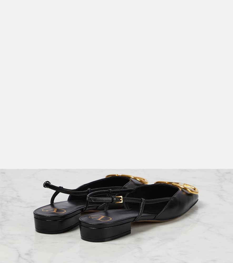 Valentino Vlogo Leather Slingback Ballerina Shoes In Black
