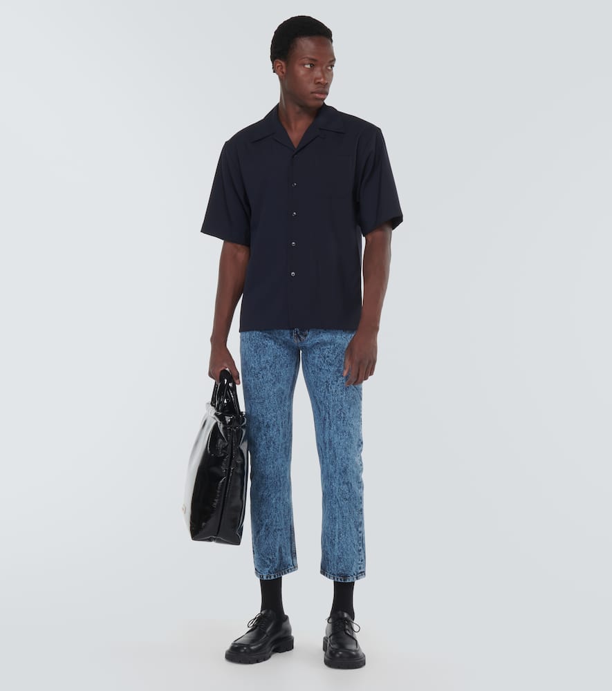 Marni Leather-trimmed straight jeans