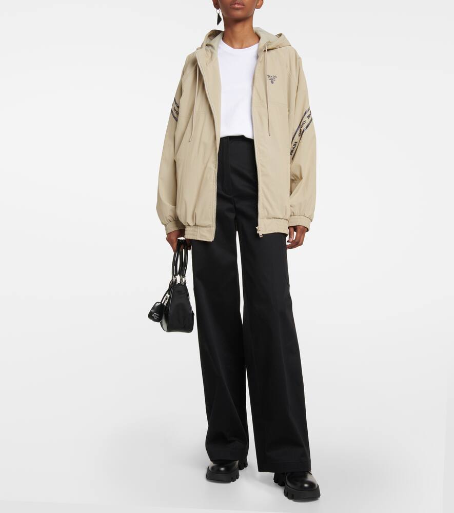 Prada Bestickter Kapuzenpullover Aus Funktionsgewebe In Kaki