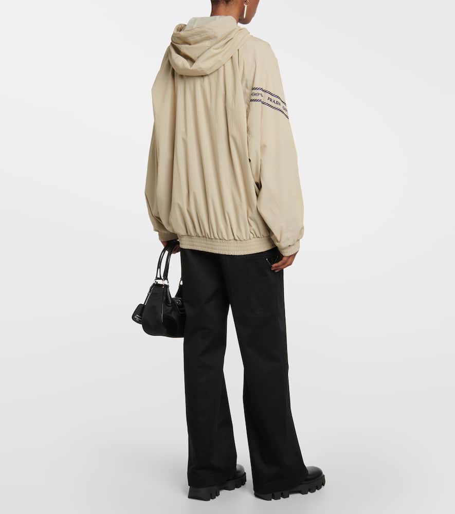 Prada Bestickter Kapuzenpullover Aus Funktionsgewebe In Kaki