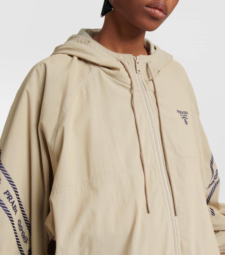 Prada Bestickter Kapuzenpullover Aus Funktionsgewebe In Kaki