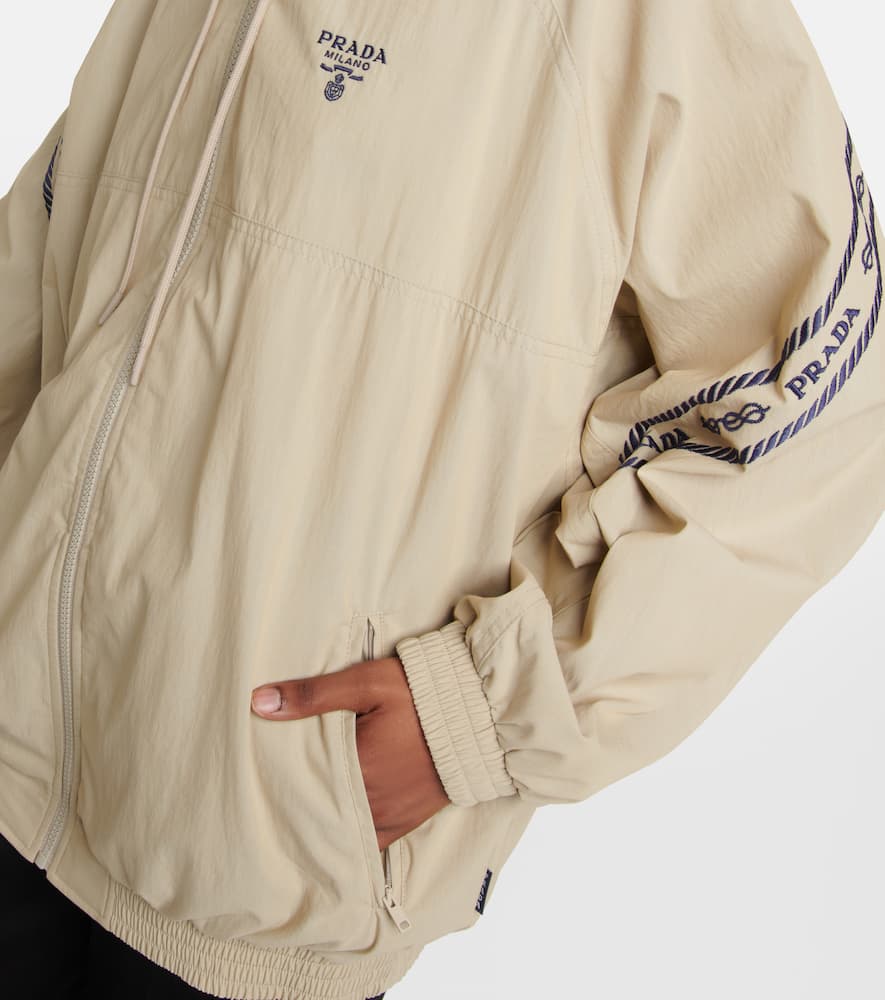 Prada Bestickter Kapuzenpullover Aus Funktionsgewebe In Kaki