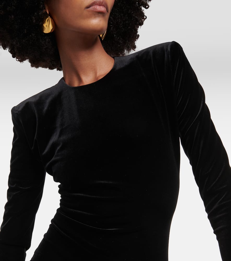 Alexandre Vauthier Velvet Bodysuit In Black