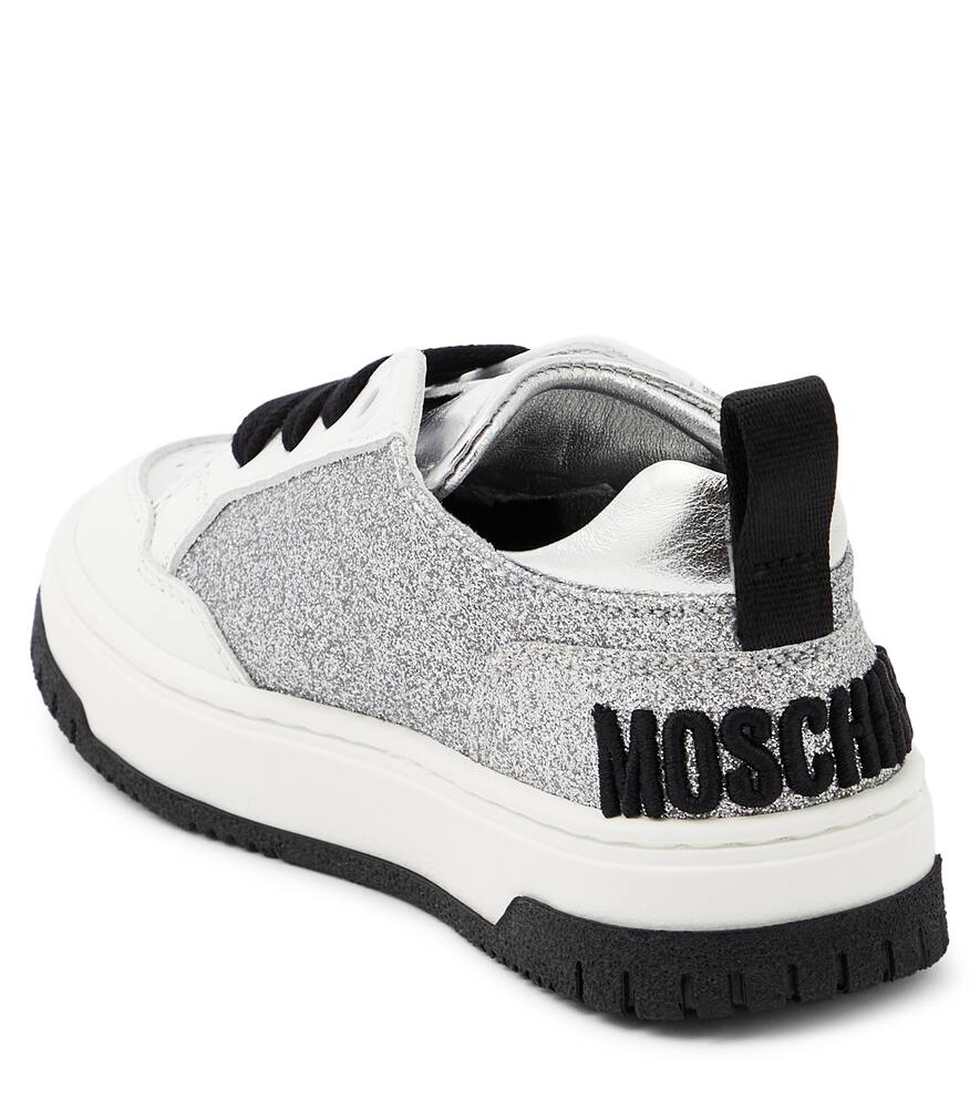 Moschino Logo Glitter Sneakers In Silver