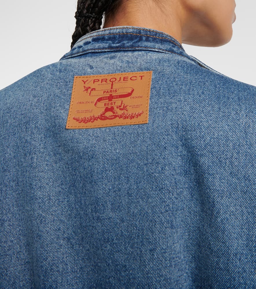 Shop Y/project Snap Off Denim Bomber Jacket In Blue